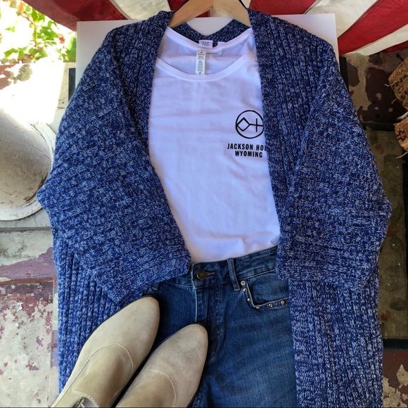 NEW Gap kimono style open long cardigan | blue M - Picture 1 of 6